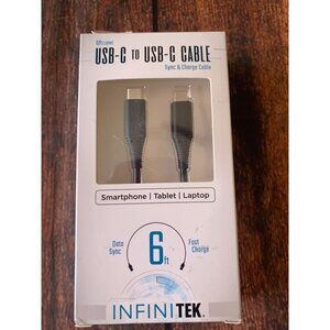 USB-C To USB-C Cable Sync & Charge 6 Ft For Smartphone Tablet Laptop By InfiniTe